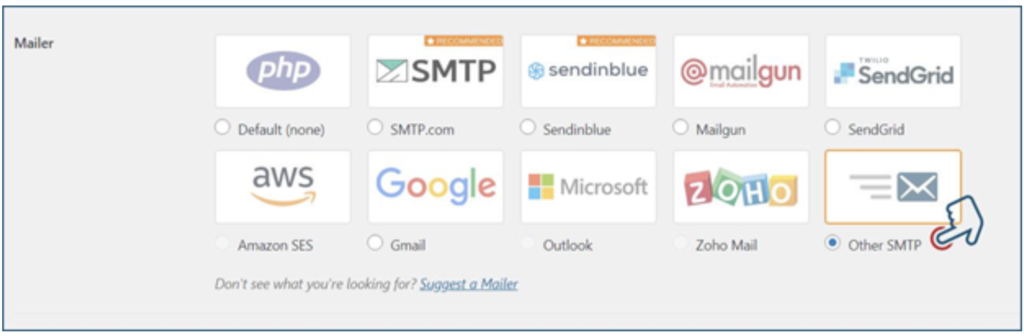 A cPanel SMTP setup page
