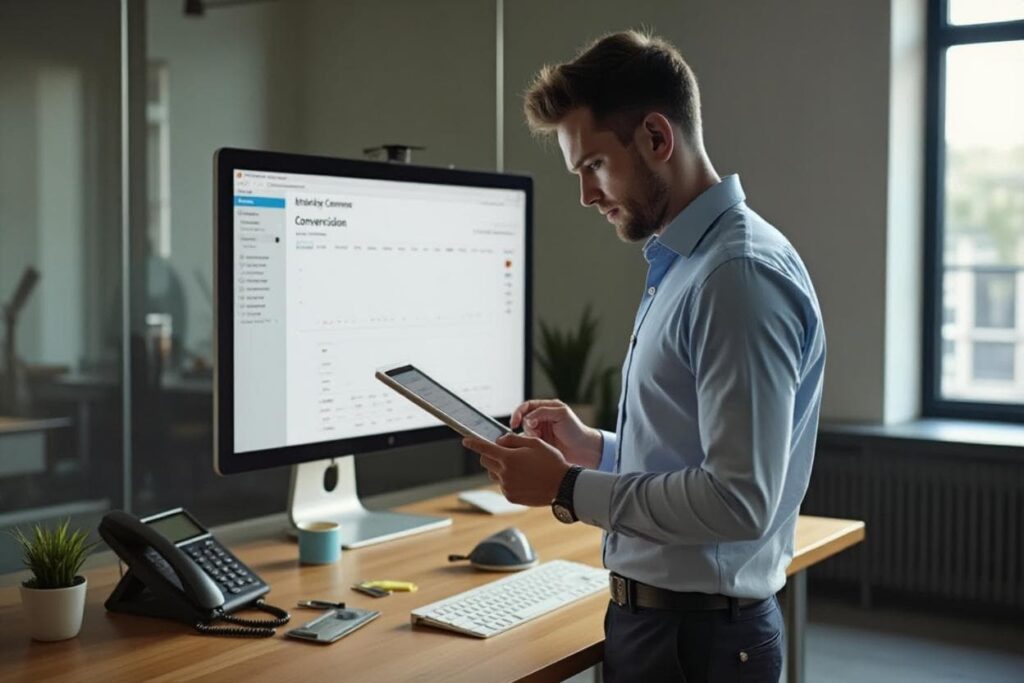 A business owner checking conversions